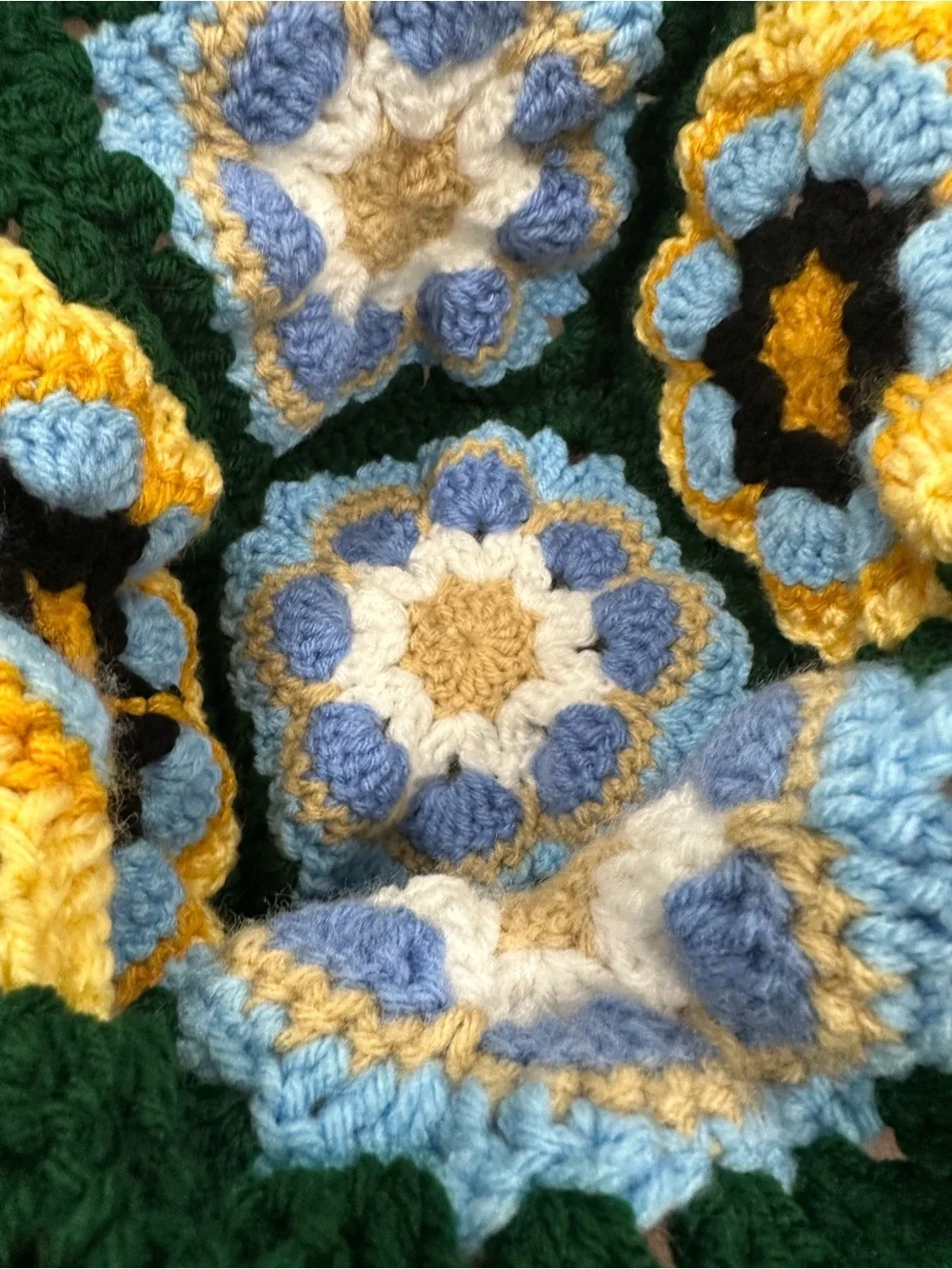 Handmade Crochet Granny Square Bucket Hat Boho Floral Hippie Cottagecore Knit